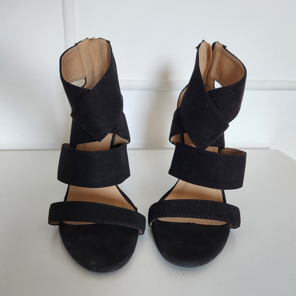 SERGIO BARI Black high heels suede sandals Size 7 - Picture 3 of 8